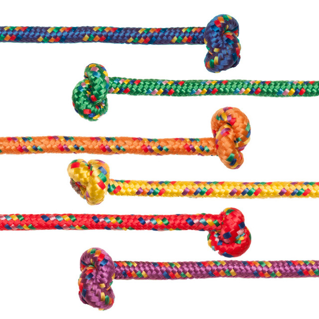 CHAMPION SPORTS Champion Sports Braided Nylon Jump Rope, Assorted Colors, 8' Length, Pack of 6