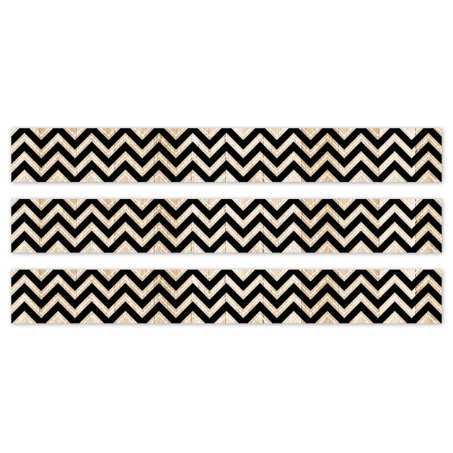 CREATIVE TEACHING PRESS Creative Teaching Press® Core Decor Black and Wood Chevron EZ Border, 48 Feet Per Pack, 3 Packs