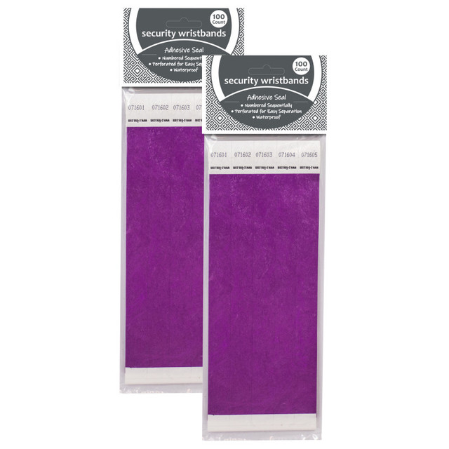 C-LINE PRODUCTS INC C-Line® DuPont™ Tyvek® Security Wristbands, Purple, 100 Per Pack, 2 Packs