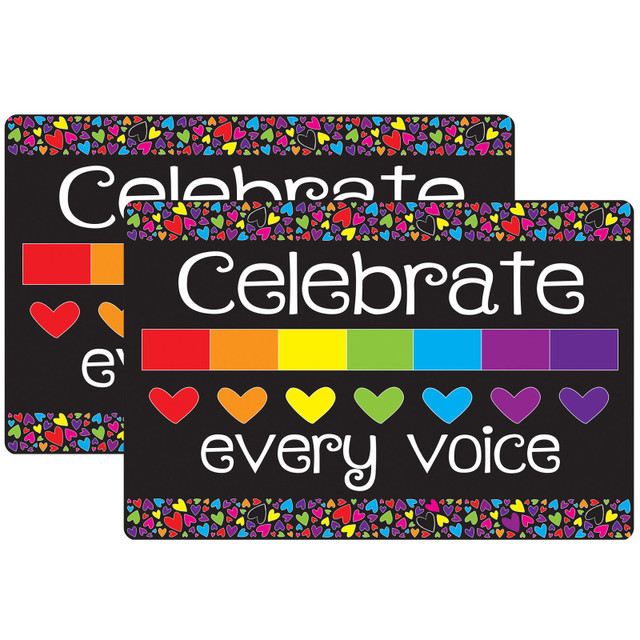 ASHLEY PRODUCTIONS Smart Poly® Welcome Mat with Slip Resistant Backing, 15.5" x 23.5", Celebrate Every Voice Mini Hearts, Pack of 2