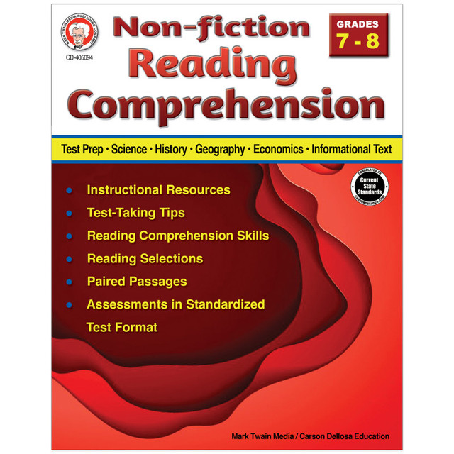 CARSON DELLOSA EDUCATION Mark Twain Media Nonfiction Reading Comprehension, Grade 7-8