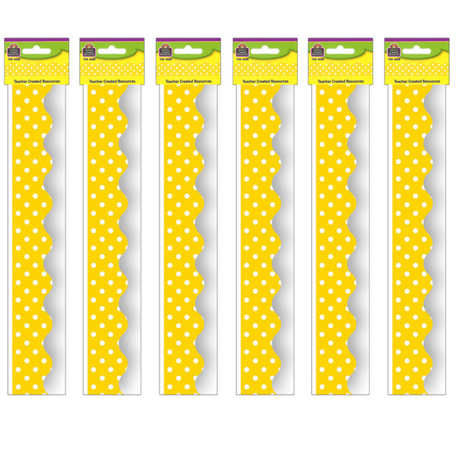 TEACHER CREATED RESOURCES Teacher Created Resources® Yellow Mini Polka Dots Border Trim, 35 Feet Per Pack, 6 Packs