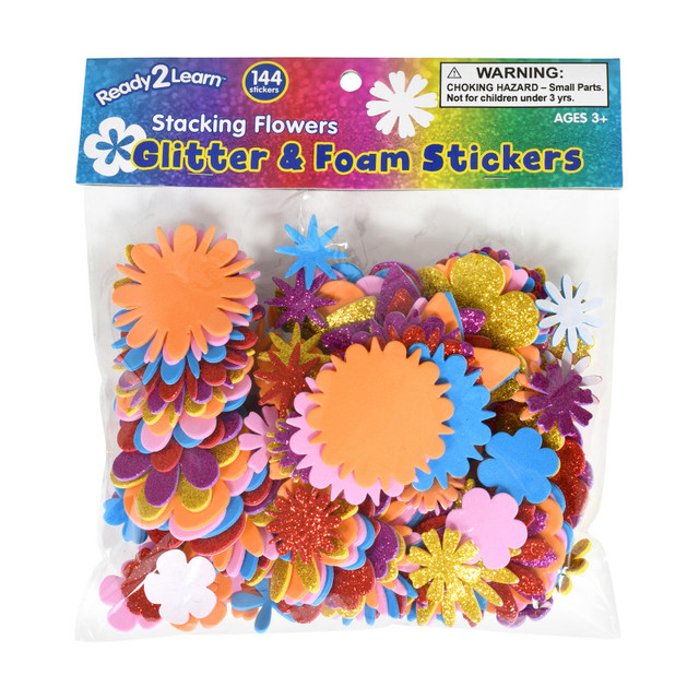 LEARNING ADVANTAGE READY 2 LEARN™ Glitter and Foam Stickers - Stacking Flowers - Pack of 144