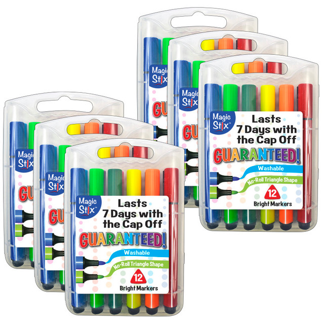 THE PENCIL GRIP Magic Stix™ Triangular Markers, 12 Per Pack, 6 Packs