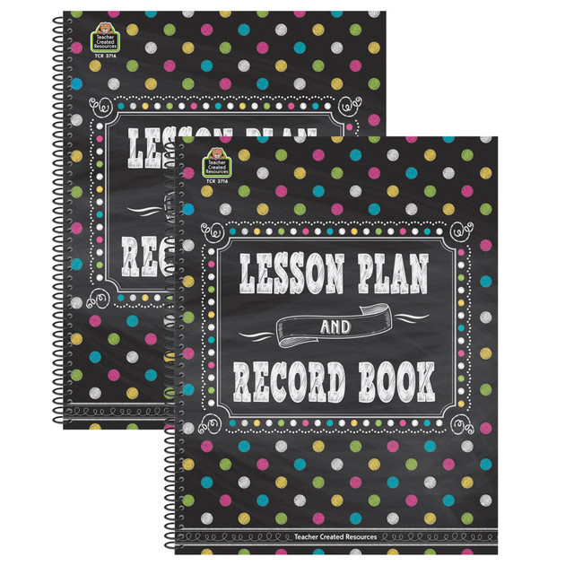 TEACHER CREATED RESOURCES Teacher Created Resources® Chalkboard Brights Lesson Plan and Record Book, Pack of 2