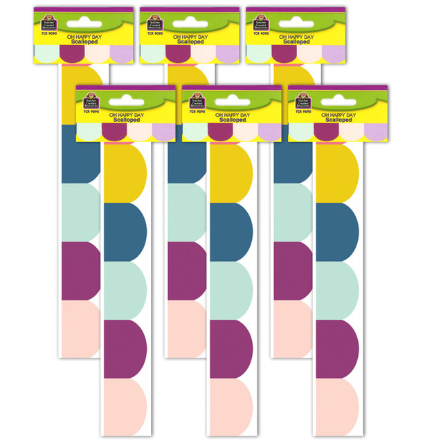 TEACHER CREATED RESOURCES Teacher Created Resources® Oh Happy Day Scalloped Die-Cut Border Trim, 35 Feet, 6 Packs