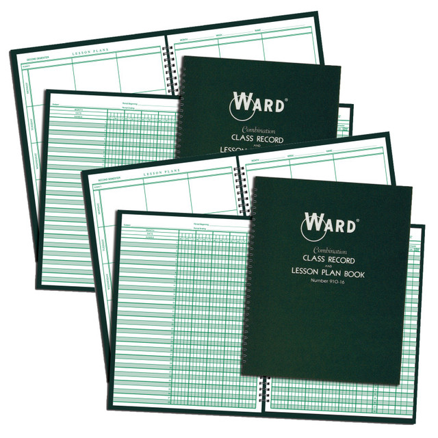 ELAN PUBLISHING WARD® Combination 9-10 Week Class Record + 6 Period Lesson Plan Book, Pack of 2