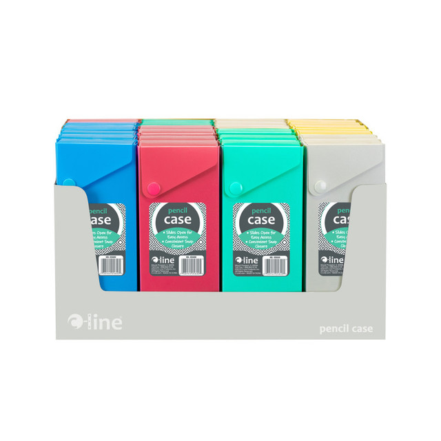 C-LINE PRODUCTS INC C-Line® Slider Pencil Case, Assorted Tropic Tones Colors, Pack of 24