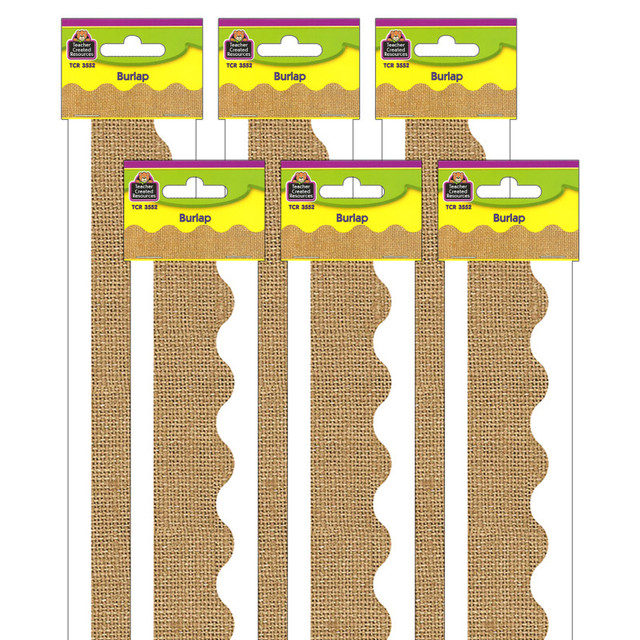 TEACHER CREATED RESOURCES Teacher Created Resources® Burlap Design Scalloped Border Trim, 35 Feet Per Pack, 6 Packs