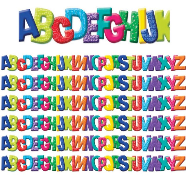 EUREKA Eureka® Color My World ABC Extra Wide Die Cut Deco Trim®, 37 Feet Per Pack, 6 Packs