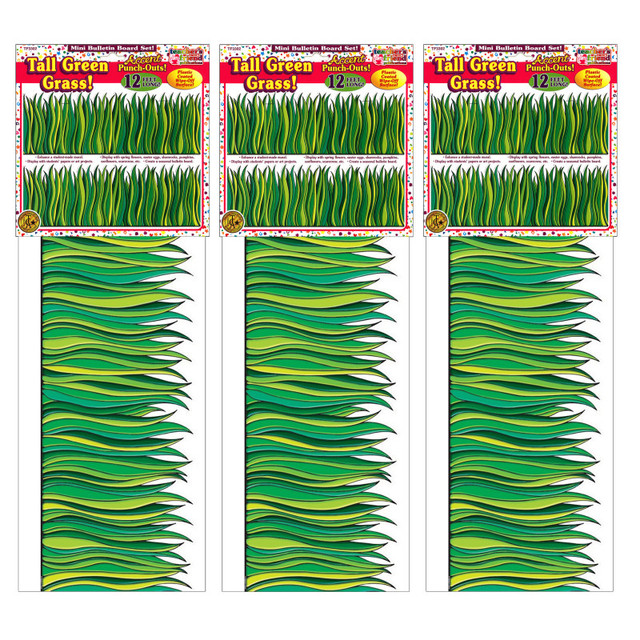 SCHOLASTIC TEACHING RESOURCES Scholastic Teaching Solutions Tall Green Grass Jumbo Border, 8.5" Tall, 12 Feet Per Pack, 3 Packs