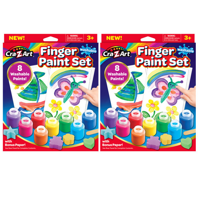 LAROSE INDUSTRIES LLC - CRA-Z-ART Cra-Z-Art® Washable Finger Paints Set, 8 Colors Per Set, 2 Sets