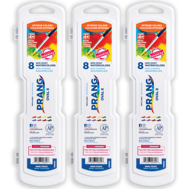 DIXON TICONDEROGA CO Prang® Semi-Moist Washable Watercolor Set, 8 colors, 3 Sets