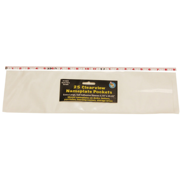 ASHLEY PRODUCTIONS Ashley Productions® Clear View Self-Adhesive Extra Large Name Plate Pocket 5.75" x 21", Pack of 25