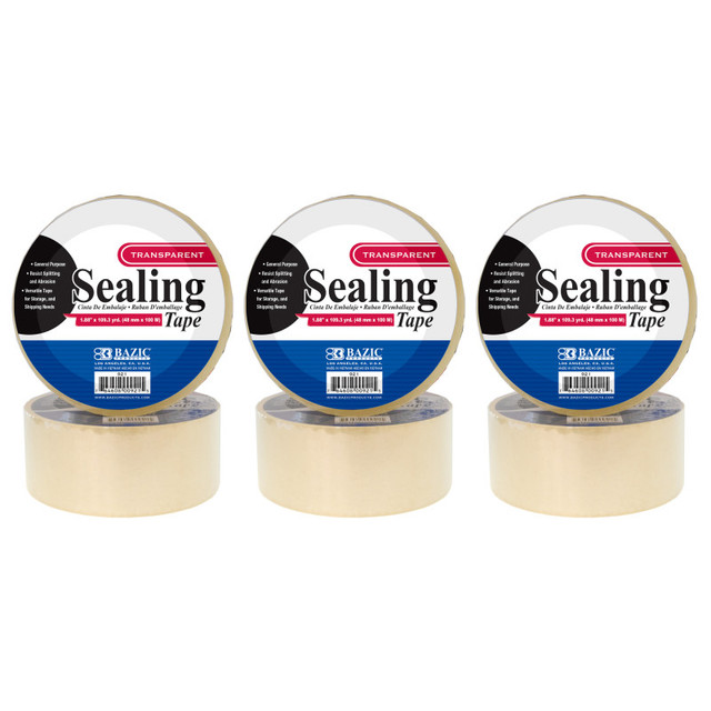 BAZIC PRODUCTS BAZIC Products® Clear Packaging Tape Roll, 1.88" x 109.3 Yards, Pack of 6