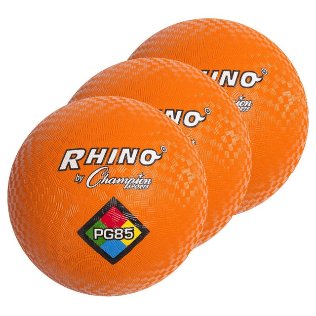 CHAMPION SPORTS Champion Sports Playground Ball, 8-1/2", Orange, Pack of 3