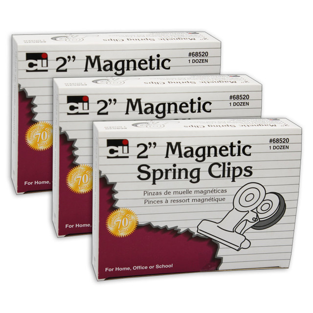 ADVANTUS Charles Leonard Magnetic Spring Clips, 2", 12 Per Box, 3 Boxes