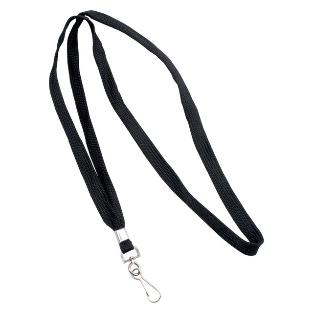 ADVANTUS Advantus® Deluxe Lanyard with J-Hook, Black, Box of 24