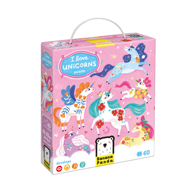BANANA PANDA Banana Panda I Love Unicorns Puzzle, Ages 4+