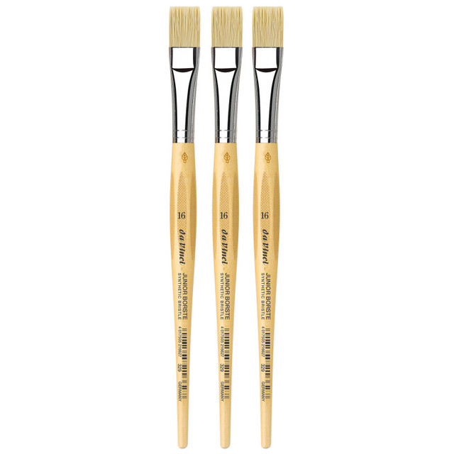 GREGORY DANIELS FINE ARTS INC da Vinci JUNIOR BORSTE Synthetic Student Brush, Synthetic, Tempera, Flat, Series 329, Size 16, Pack of 3