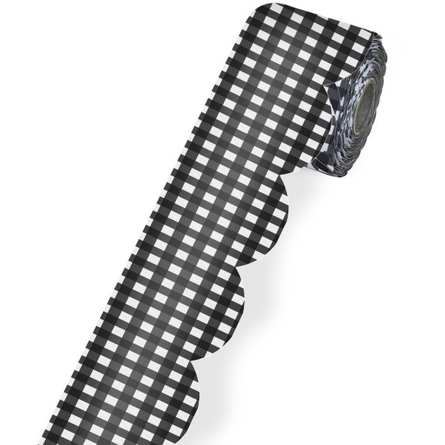 CARSON DELLOSA EDUCATION Carson Dellosa Education Black Gingham Rolled Scalloped Borders, 65 Feet