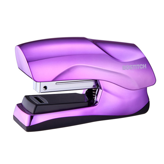 AMAX Bostitch Flat Clinch Stapler, 40 Sheets, Metallic Purple