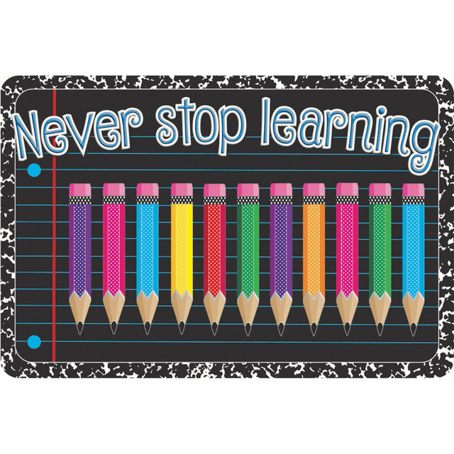 ASHLEY PRODUCTIONS Ashley Productions® The Original Fun Mat™, Welcome Mat, 15.5" x 23.5", Never Stop Learning Welcome