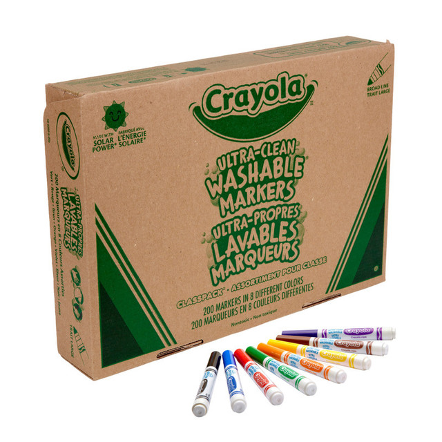 CRAYOLA LLC Crayola® Ultra-Clean Washable Markers Classpack®, Broad Line, 8 Colors, Pack of 200