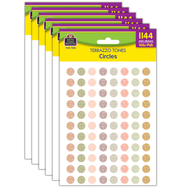 TEACHER CREATED RESOURCES Teacher Created Resources® Terrazzo Tones Circles Mini Stickers Valu-Pak, 1144 Per Pack, 6 Packs
