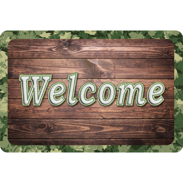 ASHLEY PRODUCTIONS Ashley Productions® The Original Fun Mat™, Welcome Mat, 15.5" x 23.5", Camo Wood Welcome