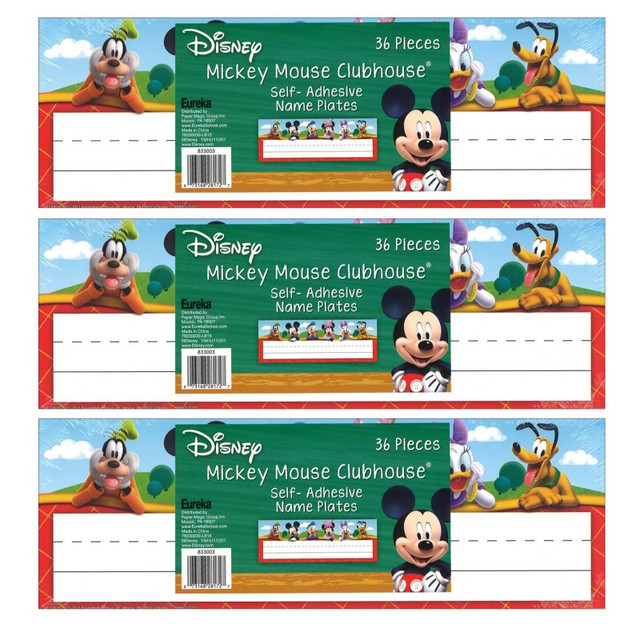 EUREKA Eureka® Mickey Mouse Clubhouse® Self-Adhesive Name Plates, 36 Per Pack, 3 Packs
