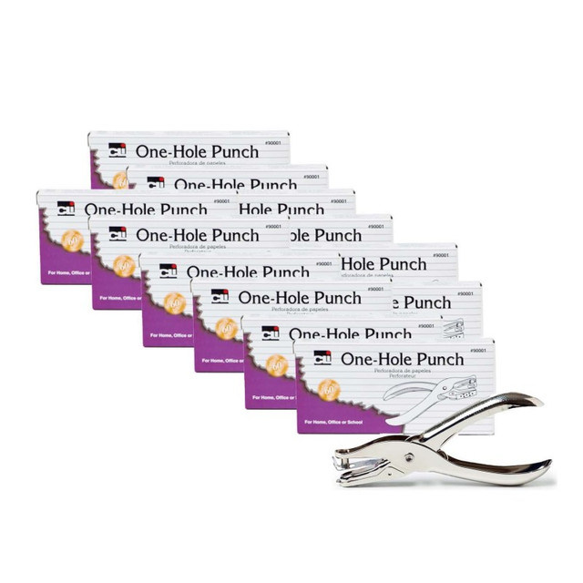 ADVANTUS Charles Leonard One-Hole Paper Punch with Metal Catcher, Pack of 12