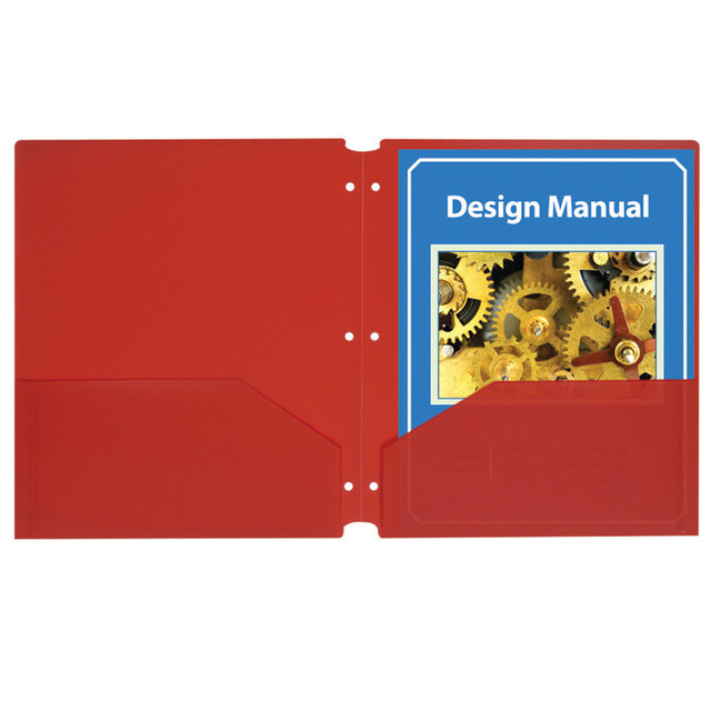 C-LINE PRODUCTS INC C-Line® Two-Pocket Poly Portfolios with Three-Hole Punch, Red, Box of 25