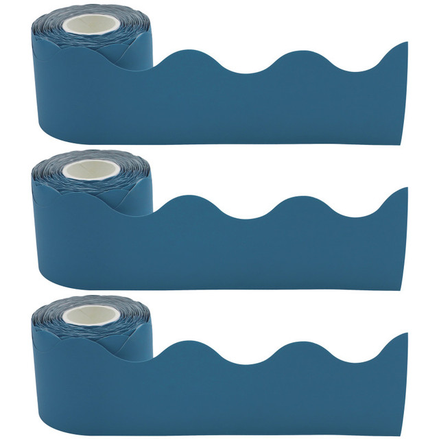 TEACHER CREATED RESOURCES Teacher Created Resources® Slate Blue Scalloped Rolled Border Trim, 50 Feet Per Roll, Pack of 3