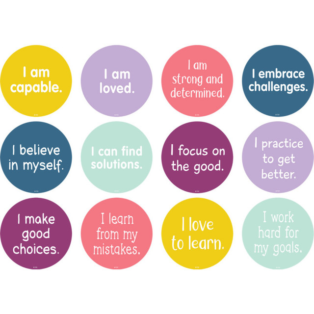TEACHER CREATED RESOURCES Teacher Created Resources® Spot On Carpet Markers Positive Mindset, 4", Pack of 12