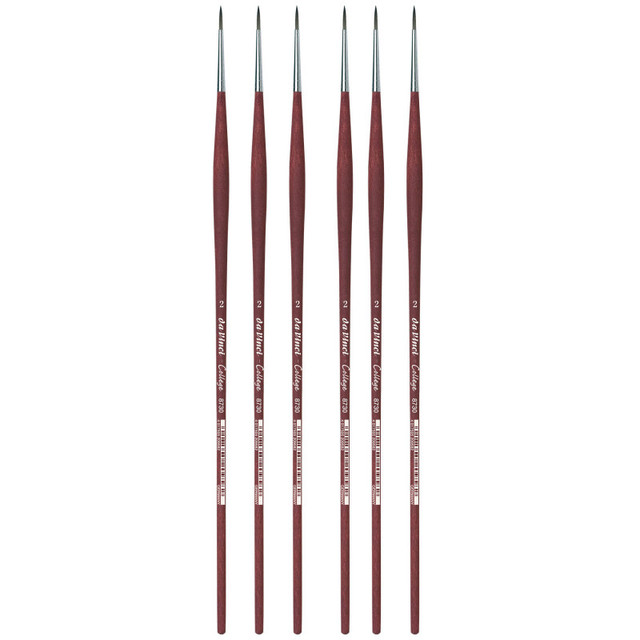 GREGORY DANIELS FINE ARTS INC da Vinci COLLEGE Student Brush, Synthetic, Acrylic & Oil, Round, Series 8730, Size 2, Pack of 6