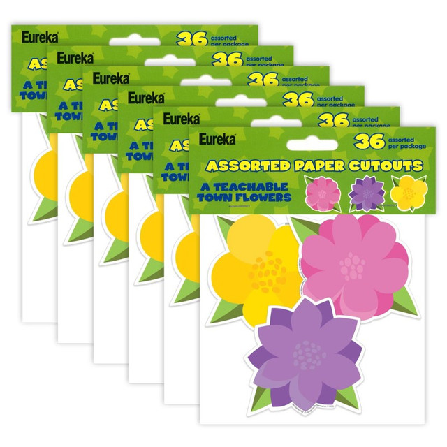 EUREKA Eureka® A Teachable Town Flowers Paper Cut-Outs, 36 Per Pack, 6 Packs