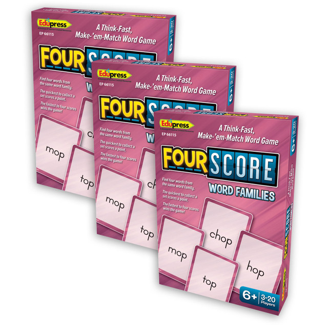 TEACHER CREATED RESOURCES Teacher Created Resources® Four Score Card Game: Word Families, Pack of 3 TEACHER CREATED RESOURCES Teacher Created Resources® Four Score Card Game: Word Families, Pack of 3