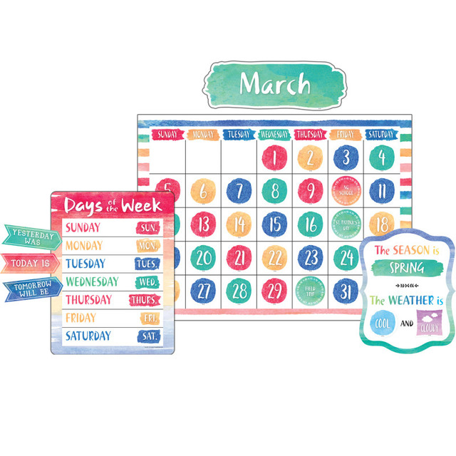 TEACHER CREATED RESOURCES Teacher Created Resources® Watercolor Calendar Bulletin Board Display Set