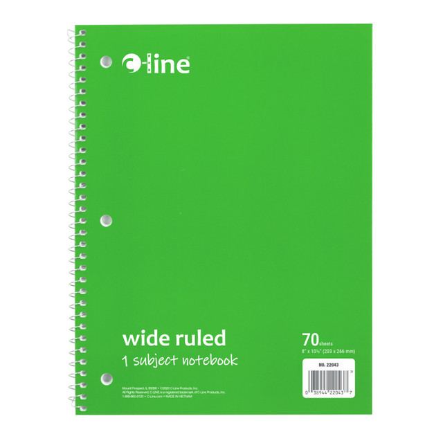 C-LINE PRODUCTS INC C-Line® 1-Subject Notebook, 70 Page, Wide Ruled, Green
