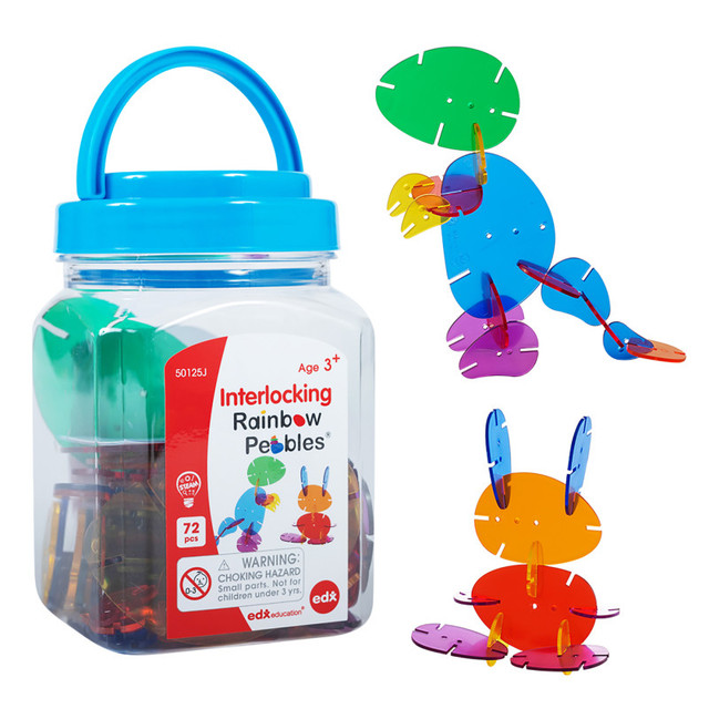 LEARNING ADVANTAGE edxeducation® Interlocking Rainbow Pebbles Mini Jar LEARNING ADVANTAGE edxeducation® Interlocking Rainbow Pebbles Mini Jar