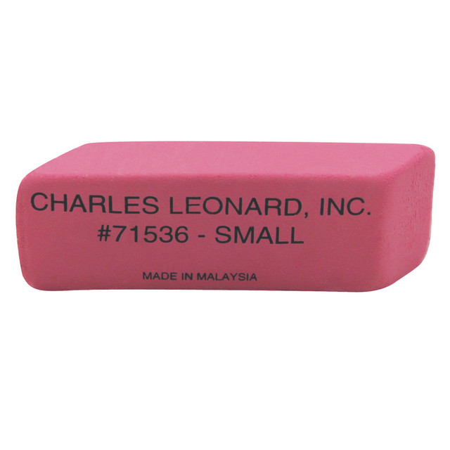 ADVANTUS Charles Leonard Natural Rubber Wedge Pink Erasers, Small, Box of 36