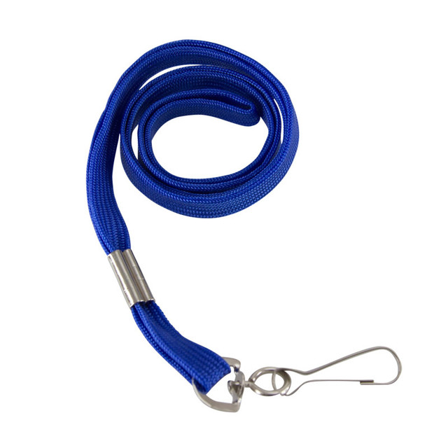 BAUMGARTENS INC SICURIX Flat Lanyard with J Hook, Blue, Pack of 100