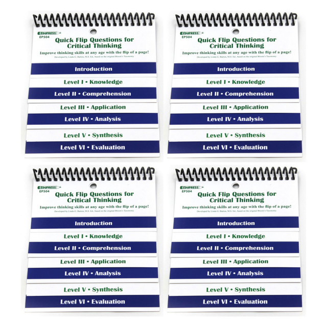 TEACHER CREATED RESOURCES Edupress™ Questions for Critical Thinking Quick Flip Resource™, Pack of 4
