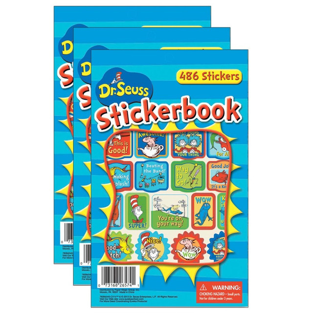 EUREKA Eureka® Dr. Seuss™ Awesome Sticker Book, 486 Stickers Per Pack, Pack of 3