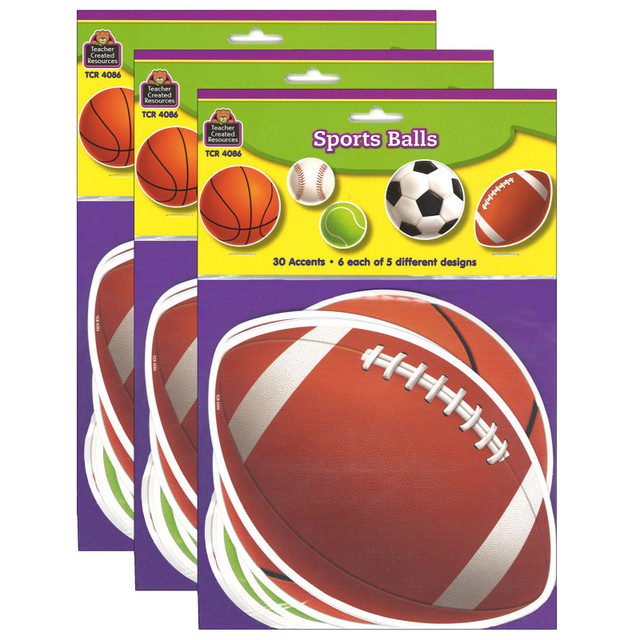 TEACHER CREATED RESOURCES Teacher Created Resources® Sports Balls Accents, 30 Per Pack, 3 Packs