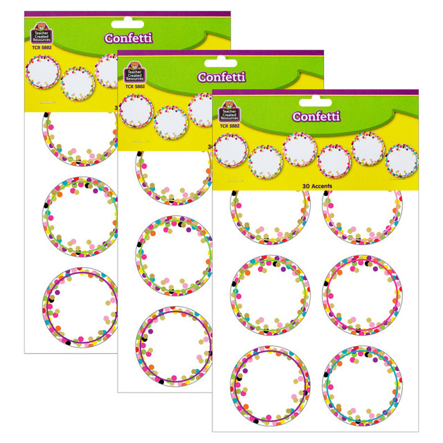 TEACHER CREATED RESOURCES Teacher Created Resources® Confetti Circle Accents, 30 Per Pack, 3 Packs