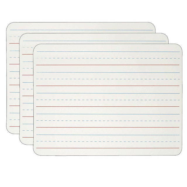 ADVANTUS Charles Leonard Dry Erase Board, Two Sided Magnetic, Plain/Lined, Pack of 3