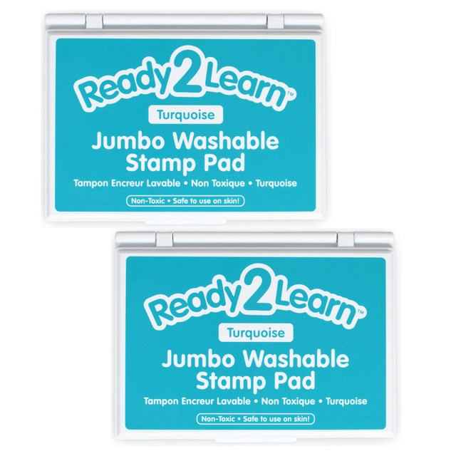 LEARNING ADVANTAGE READY 2 LEARN™ Jumbo Washable Stamp Pad - Turquoise - 6.2"L x 4.1"W - Pack of 2