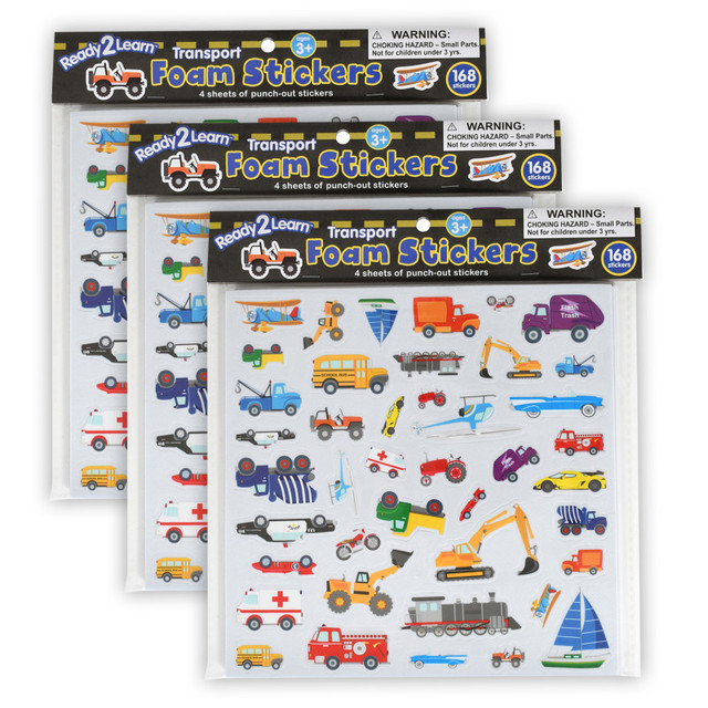 LEARNING ADVANTAGE READY 2 LEARN™ Foam Stickers - Transport - 168 Per Pack - 3 Packs